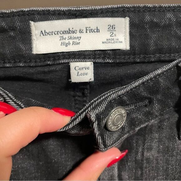 Abercrombie & Fitch Curve Love Skinny High Rise Two Tone Gray Black- Size 2 (26) - Picture 7 of 9